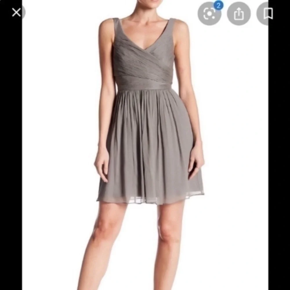 NWT J. Crew Heidi gray silk wrap bodice flare dress